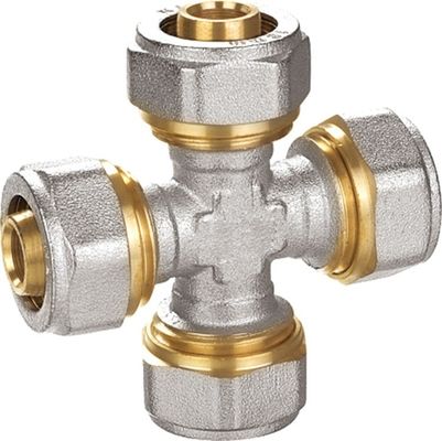 Zandstraal-nikkelgeplatte messing-pex-al-pex-fitting PF5010 met gelijke diameter vierendig voor verwerkingstechniek
