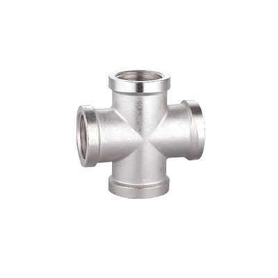 Messing 4-weg T-stuk pijpfitting connector verchroomd type met mantel
